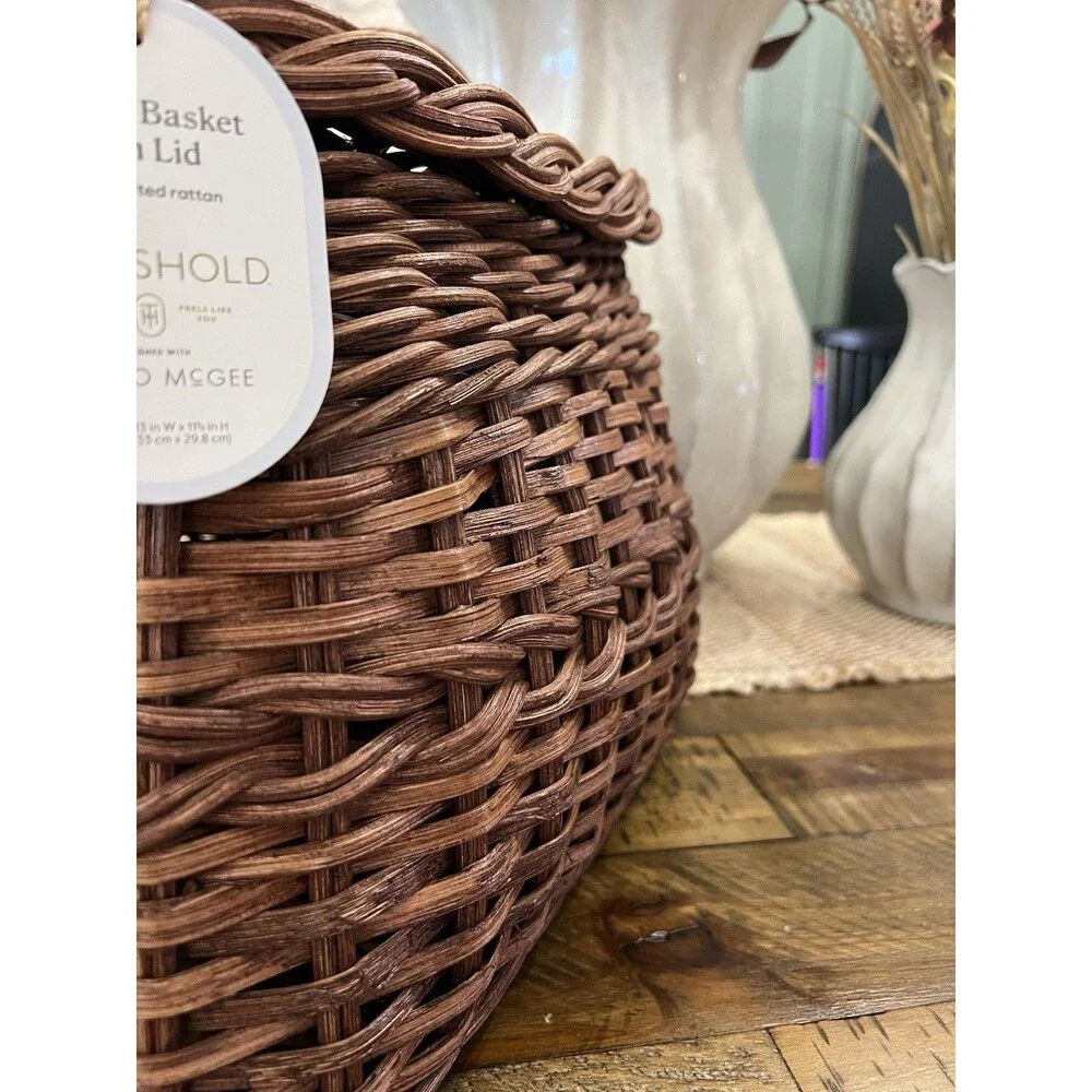 Square Rattan Basket Dark Brown - Threshold designed with Studio McGee NEW Viral